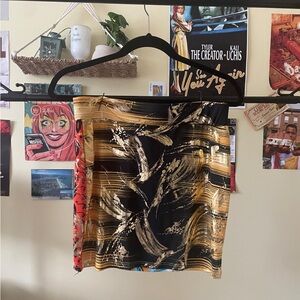 Black and Gold Mini Graphic Skirt